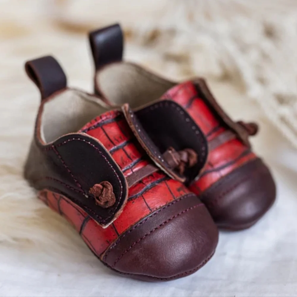 Freebird Baby Mabel Wine Multi Handmade Leather Crocodile #89
